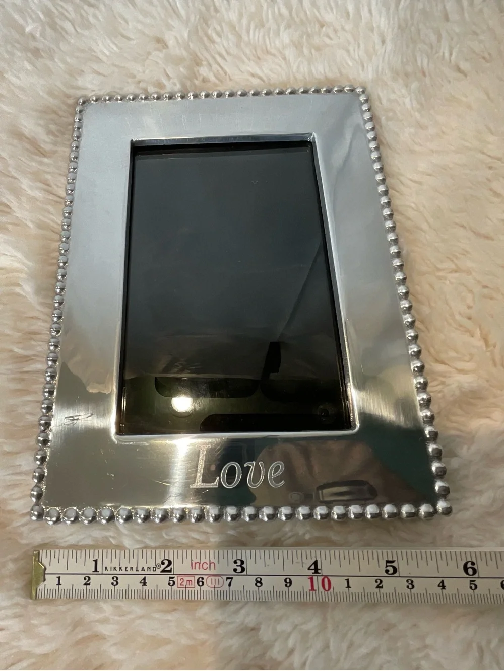 Mariposa Silver Beaded Love Photo Frame Duo